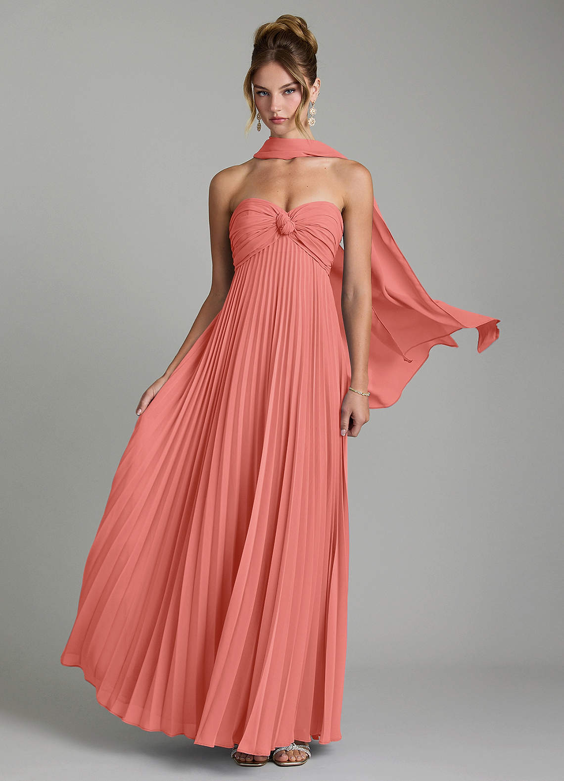 Tempest A-Line Sweetheart Chiffon Bridesmaid Dress in Salmon Pink