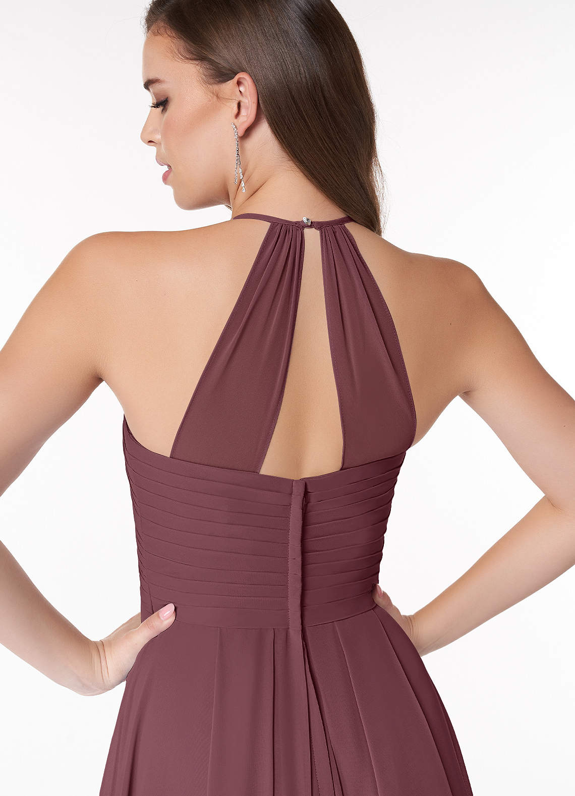 Ginger A-Line Halter Chiffon Bridesmaid Dress in Sangria