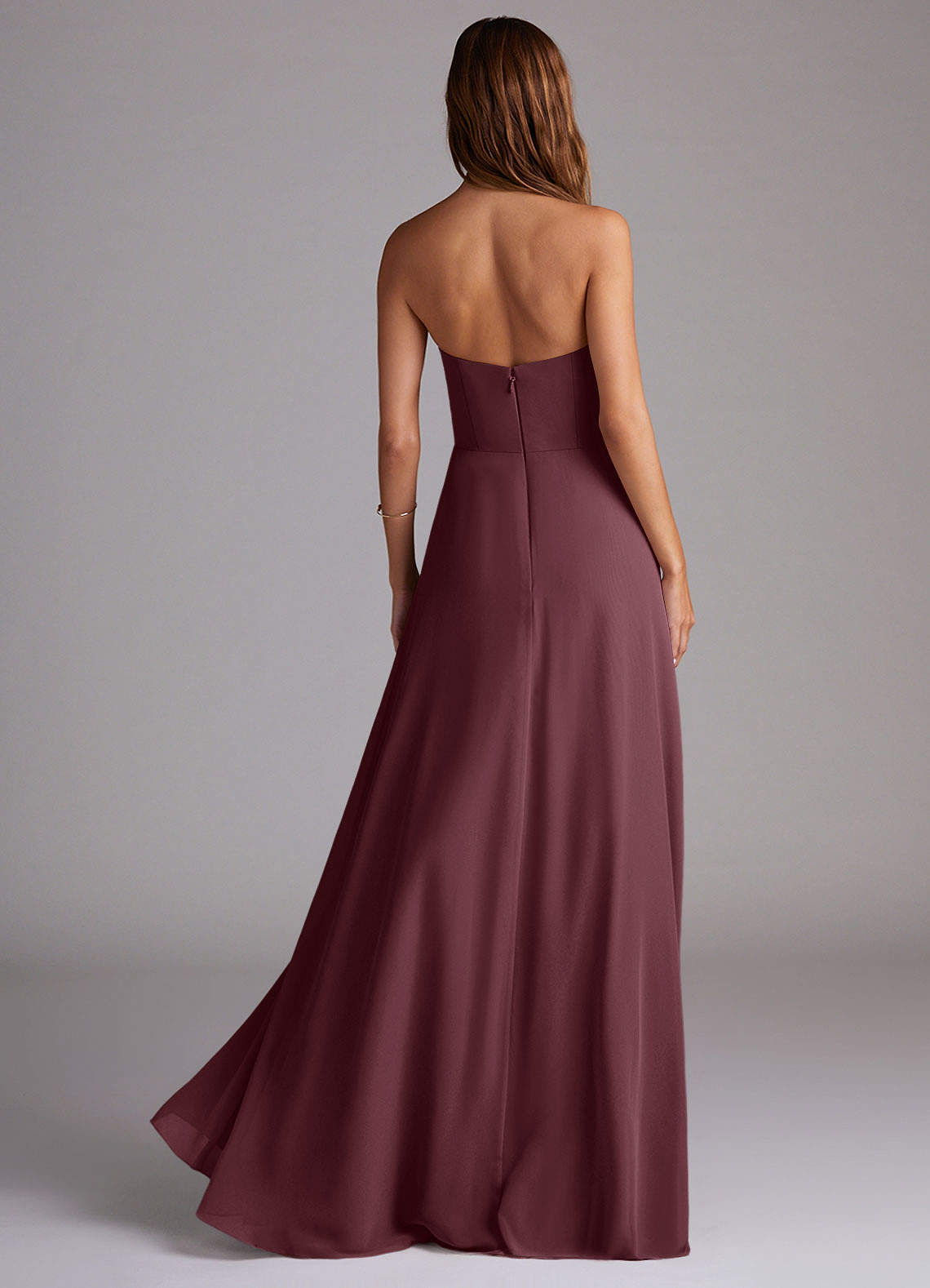 Wren A-Line Straight-Neck Chiffon Bridesmaid Dress in Sangria