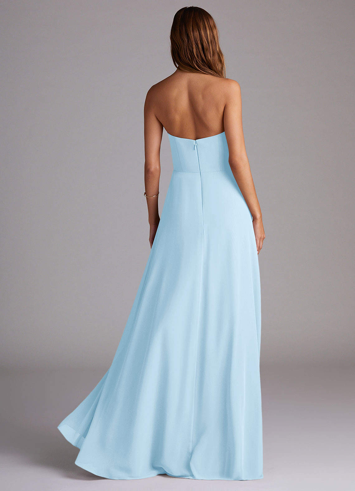 Wren A-Line Straight-Neck Chiffon Bridesmaid Dress in Sky Blue