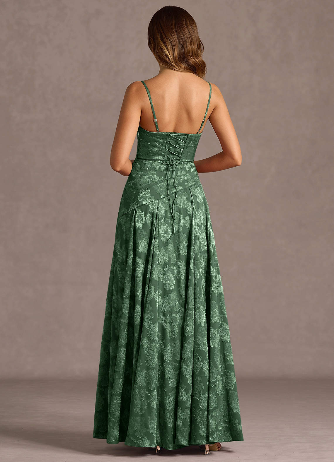 Gabriela A-Line Corset Fil Coupé Wedding Guest Dress in Eucalyptus