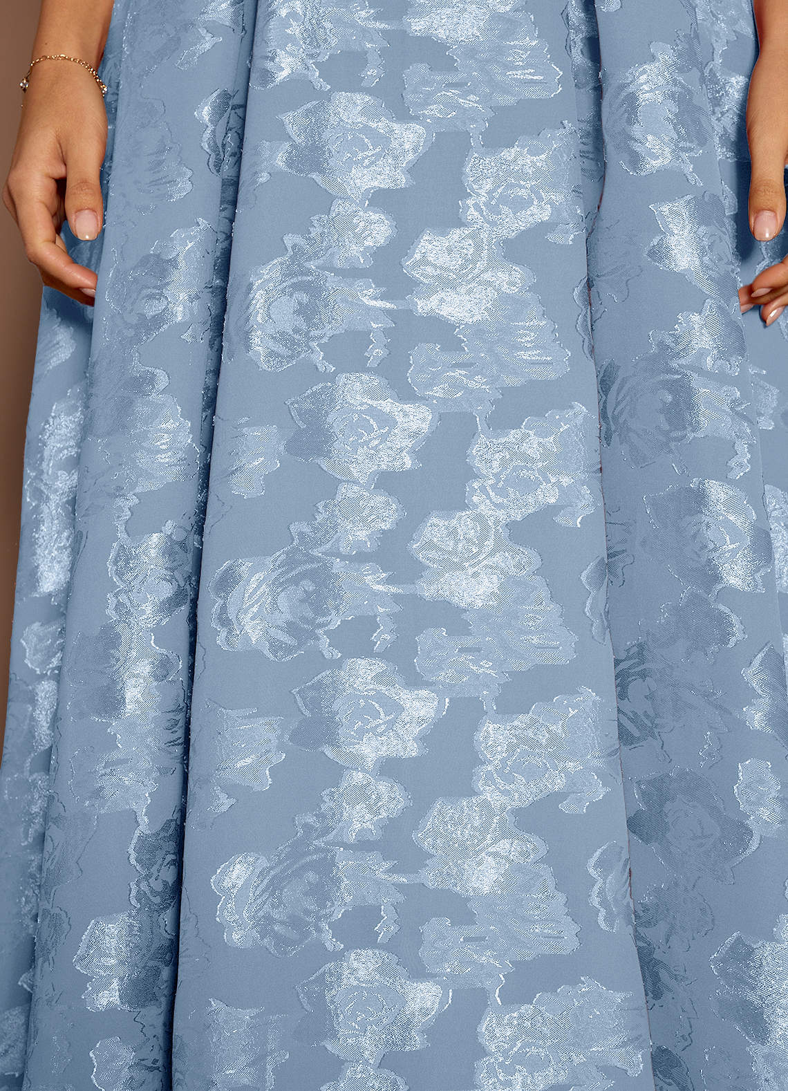 Briac A-Line Scoop-Neck Fil Coupé Evening Dress in Powder Blue