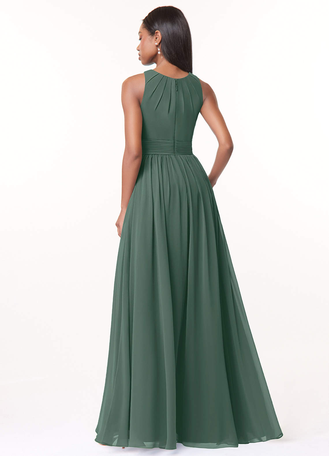 Harper A-Line Scoop-Neck Chiffon Bridesmaid Dress in Sea Moss