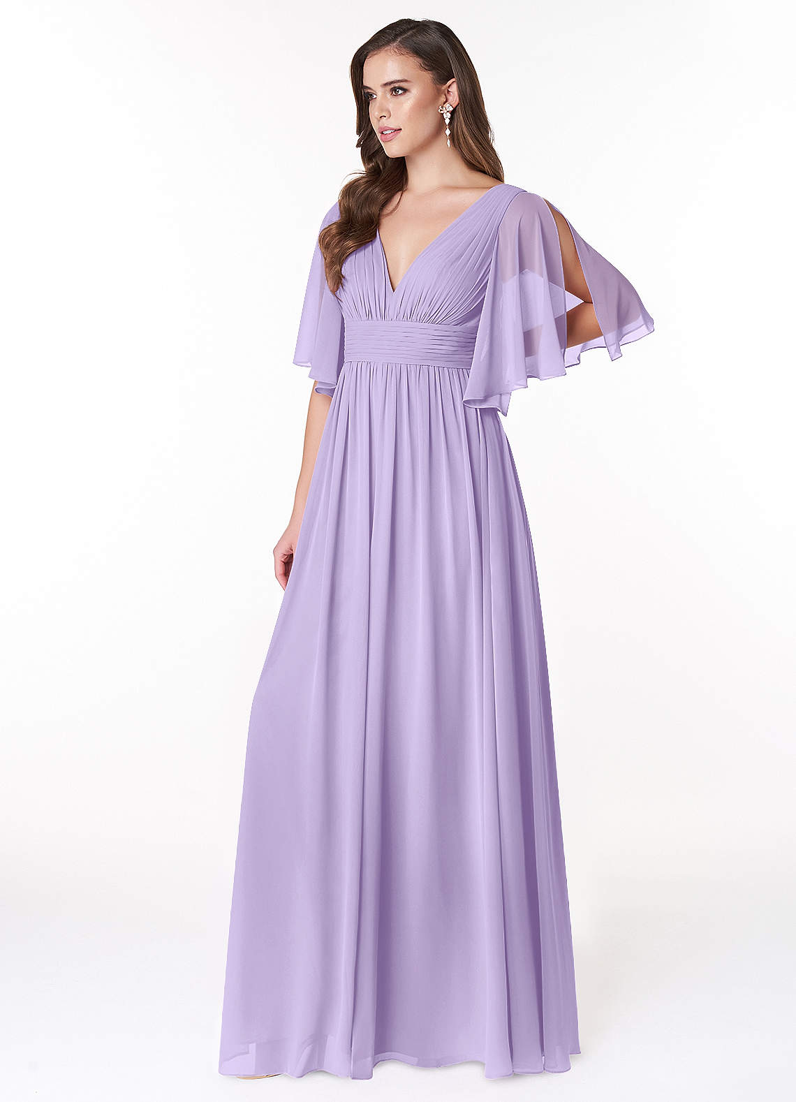 Temeka A-Line V-Neck Chiffon Bridesmaid Dress in Lilac
