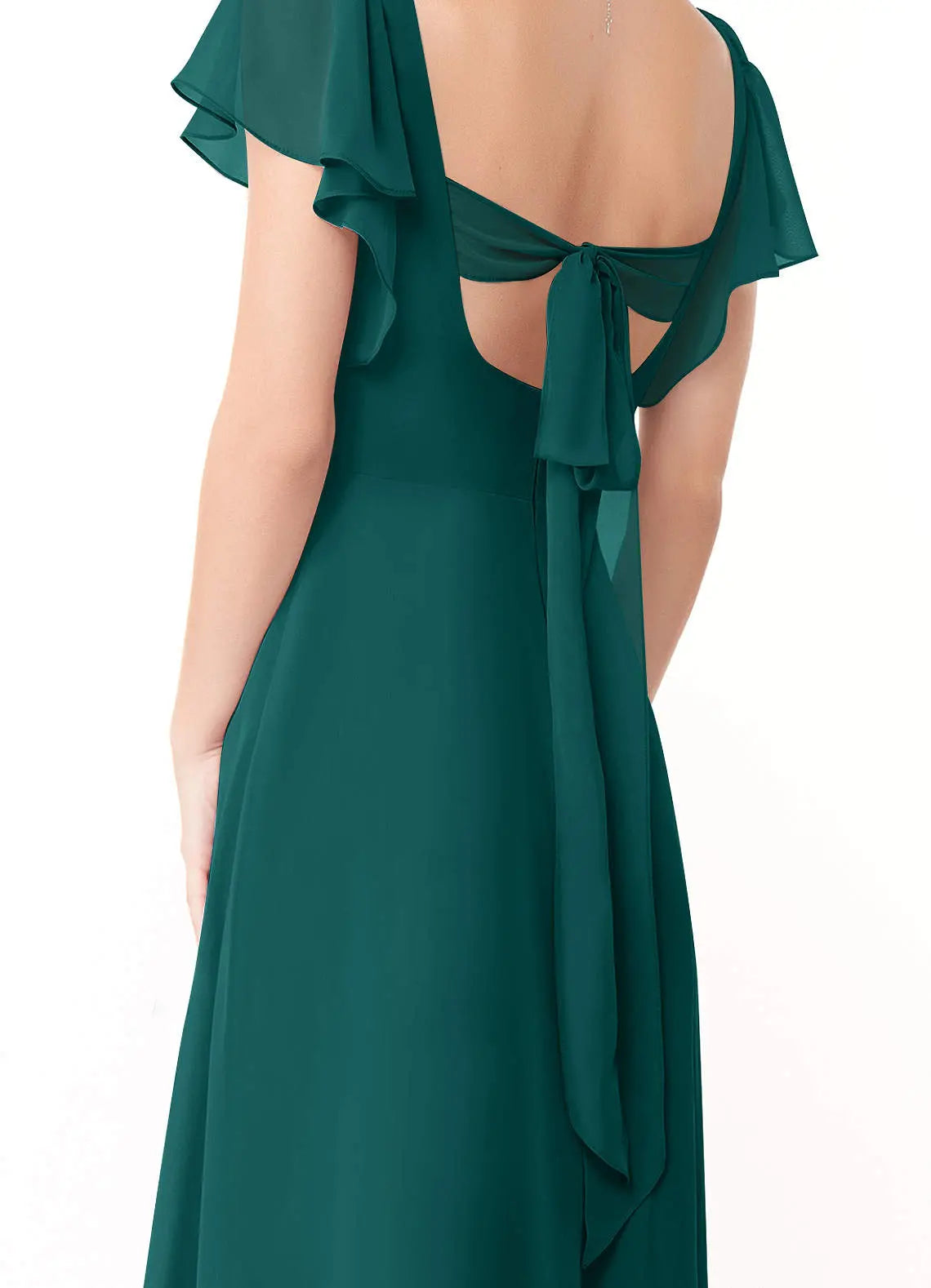 Syenna A-Line V-Neck Chiffon Bridesmaid Dress in Peacock