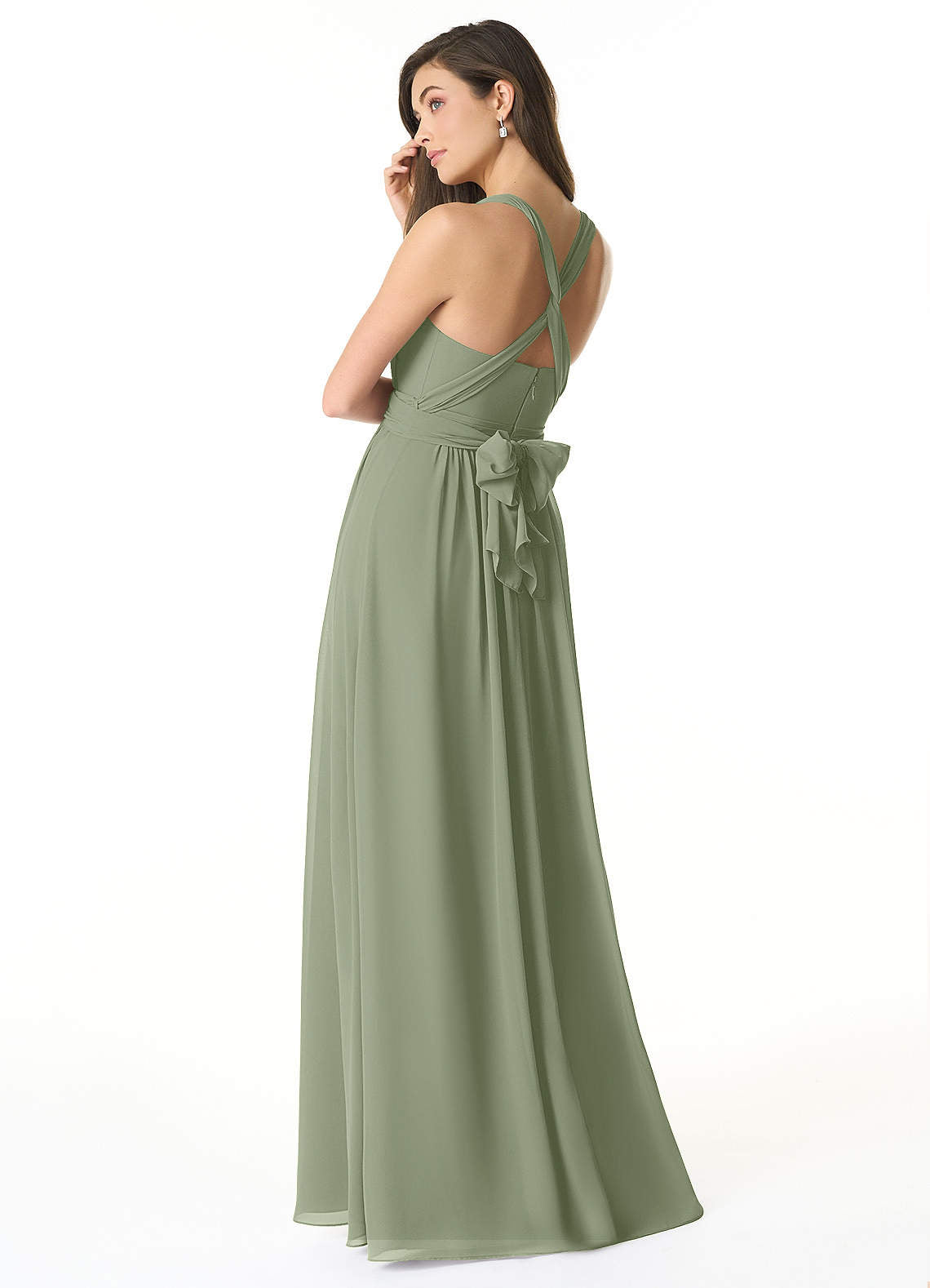 Olani A-Line V-Neck Chiffon Bridesmaid Dress in Pistachio