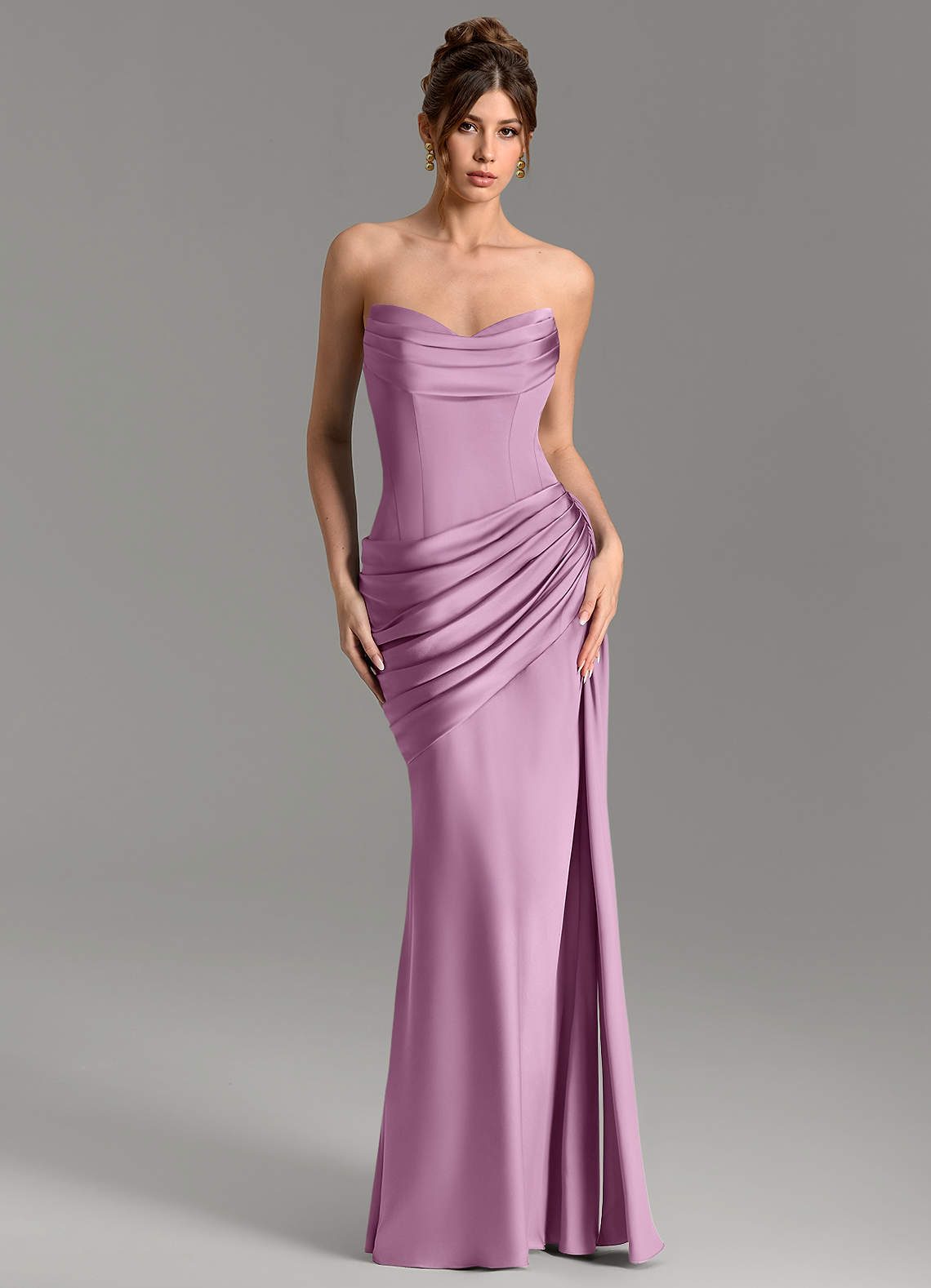 Zorah Mermaid Sweetheart Stretch Satin Bridesmaid Dress in Wisteria