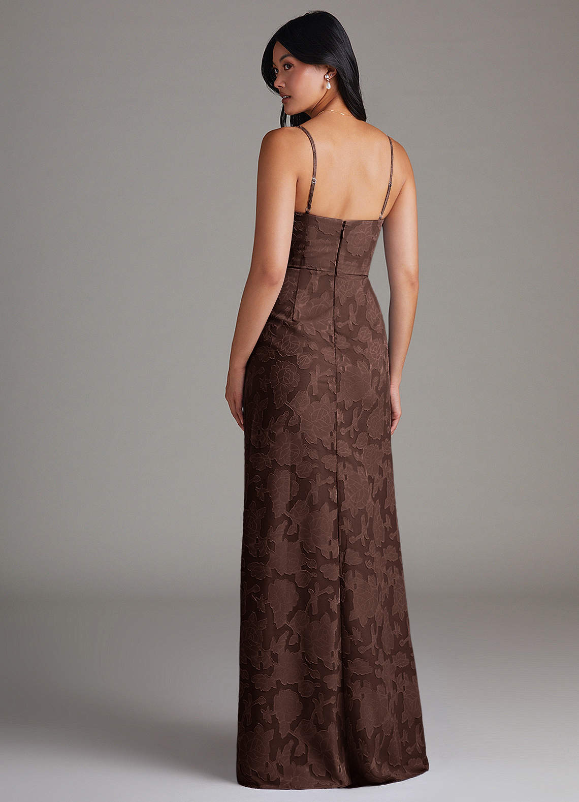 Maci Sheath V-Neck Floral Burnout Bridesmaid Dress in Ganache