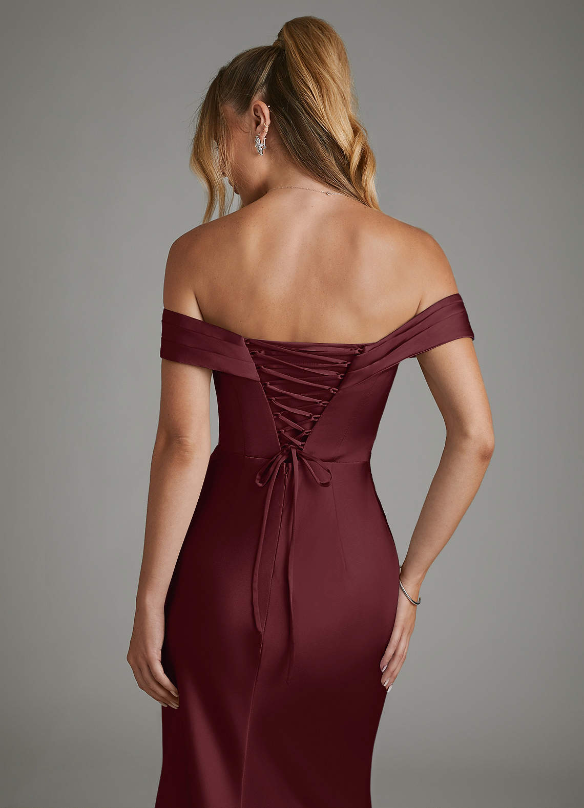 Hayden Mermaid Off-the-Shoulder Stretch Satin Bridesmaid Dress
