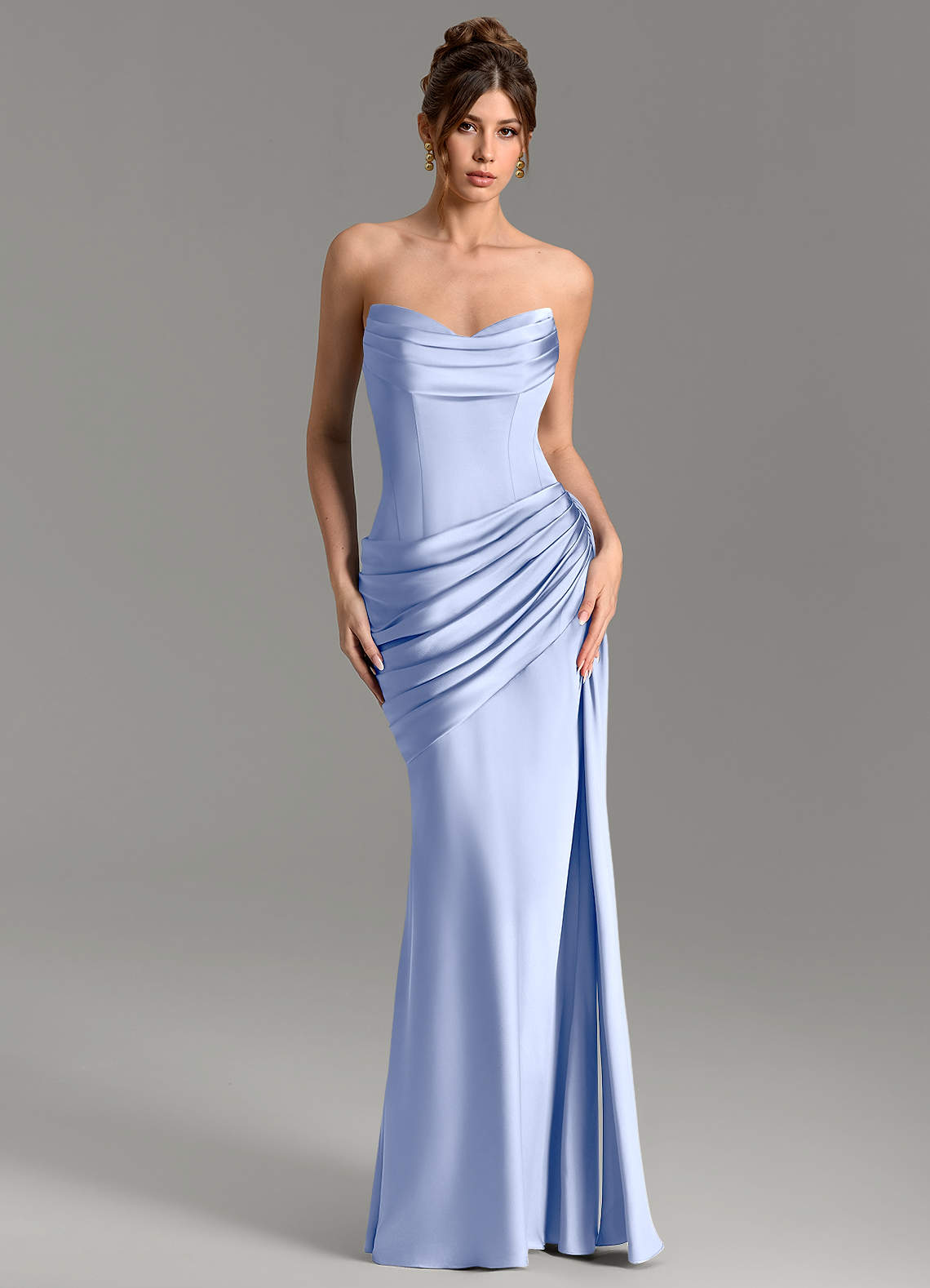 Zorah Mermaid Sweetheart Stretch Satin Bridesmaid Dress in Ice
