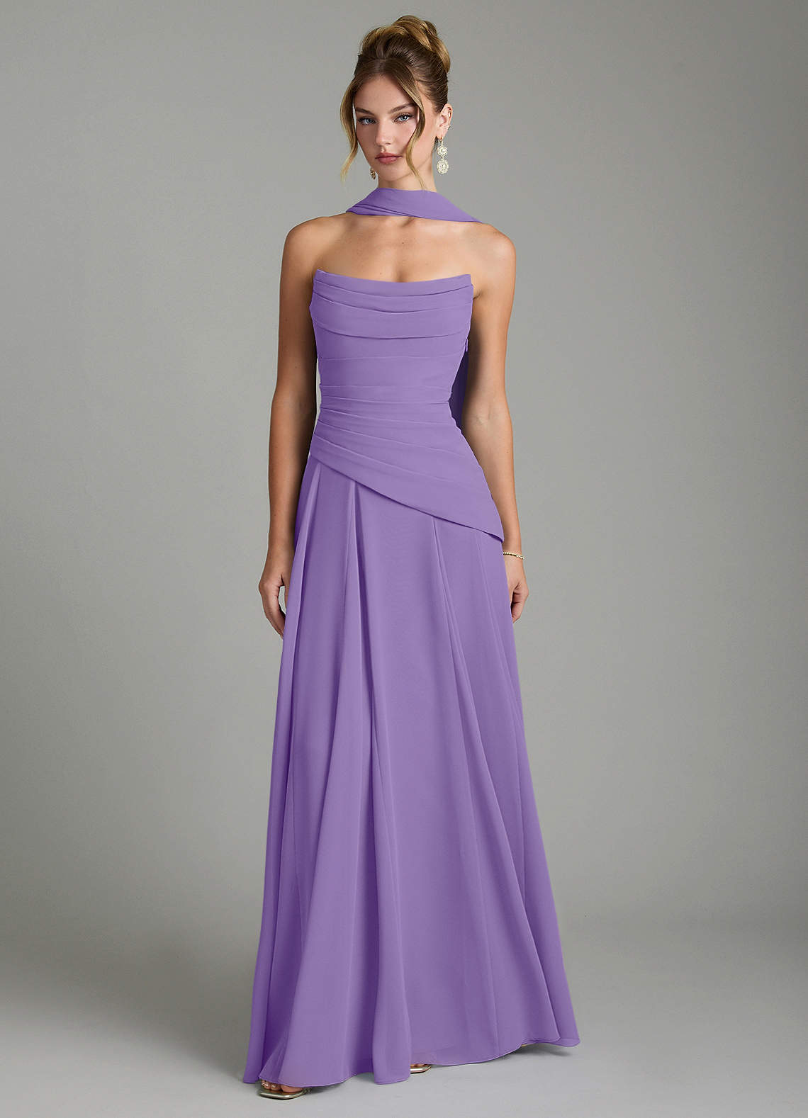Gabriela A-Line Cowl-Neck Chiffon Bridesmaid Dress in Tahiti