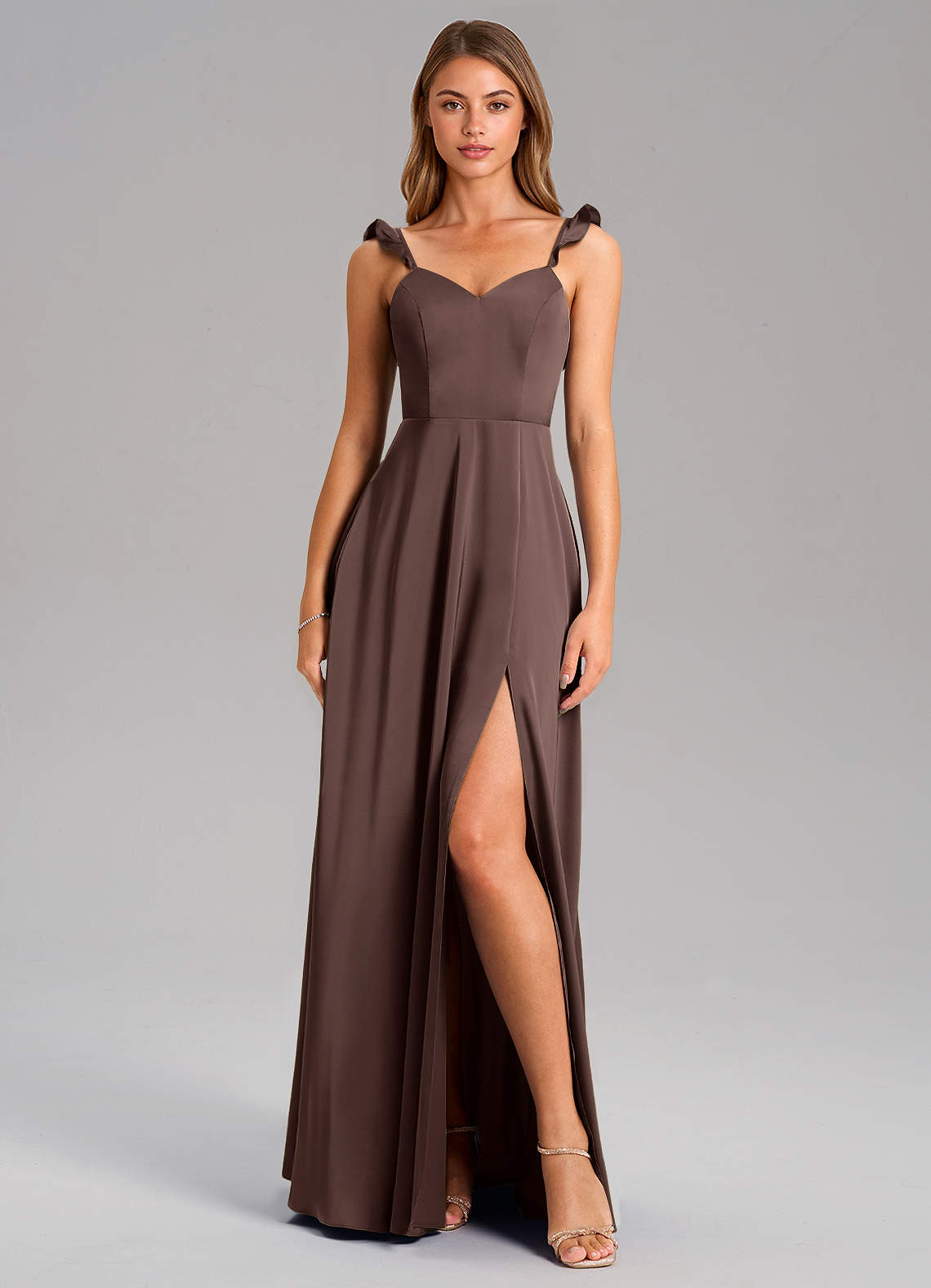 Everett A-Line V-Neck Chiffon Bridesmaid Dress in Ganache