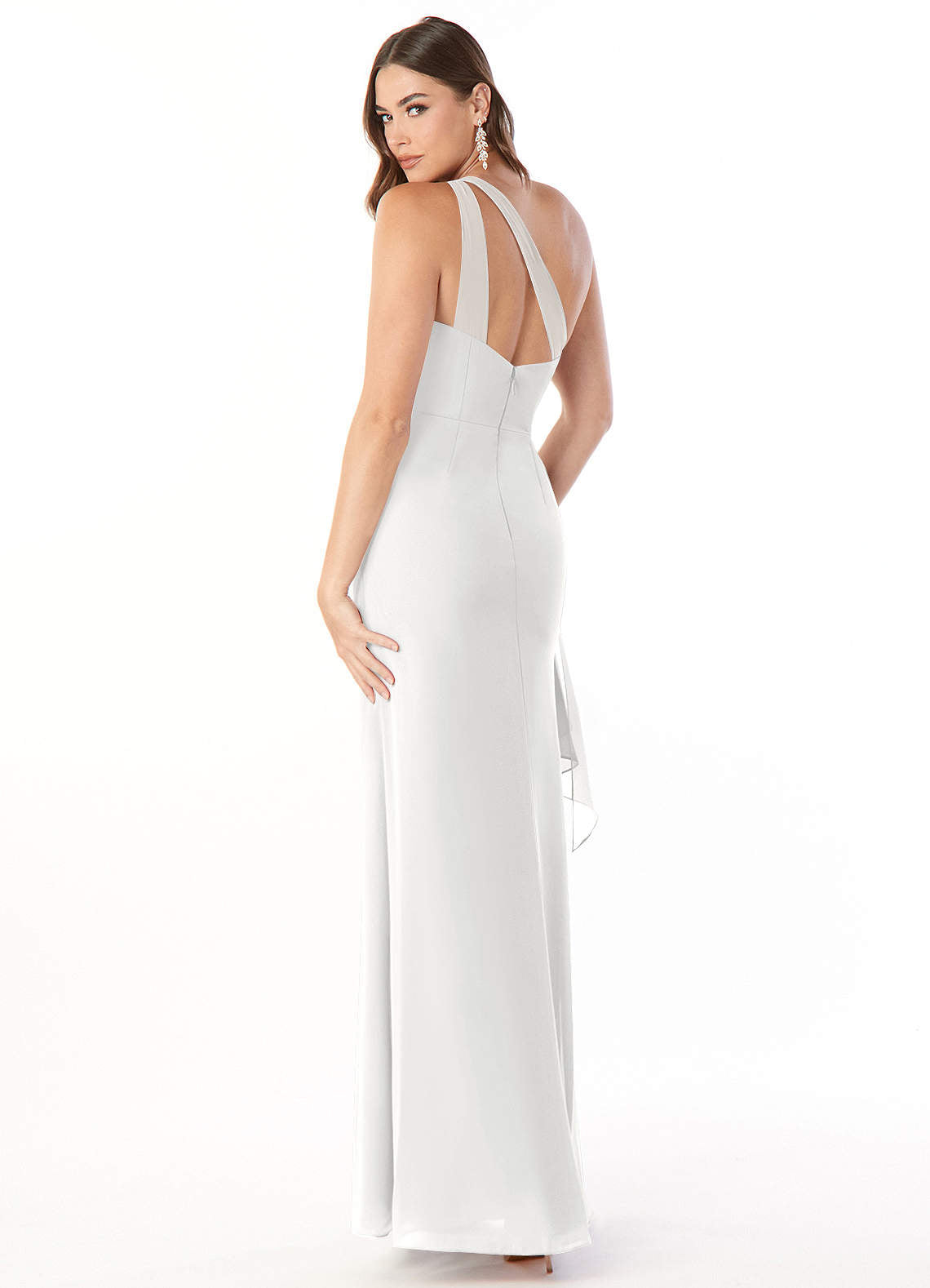Maive Sheath One-Shoulder Chiffon Bridesmaid Dress in white