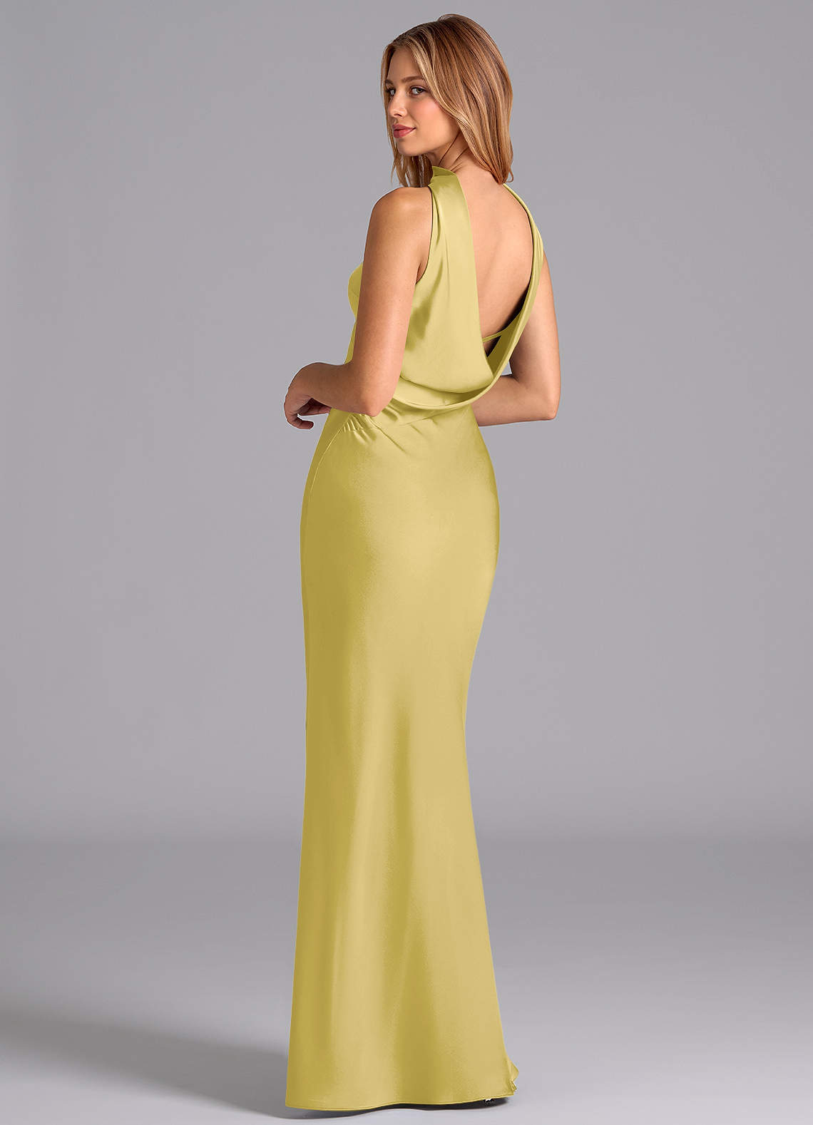 Lusinda Mermaid Strapless Stretch Satin Bridesmaid Dress in Canary
