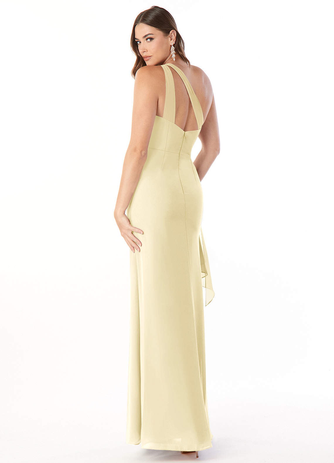 Maive Sheath One-Shoulder Chiffon Bridesmaid Dress in Lemon Sorbet