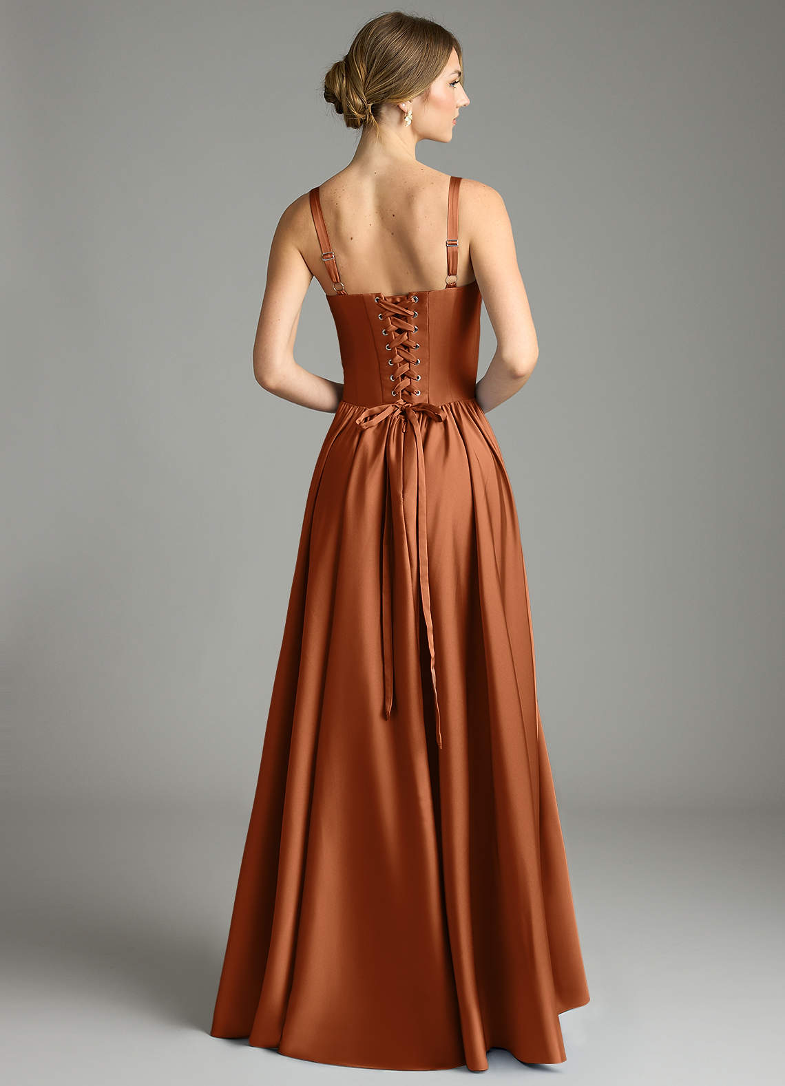 Evadina A-Line Sweetheart Stretch Satin Bridesmaid Dress in Copper