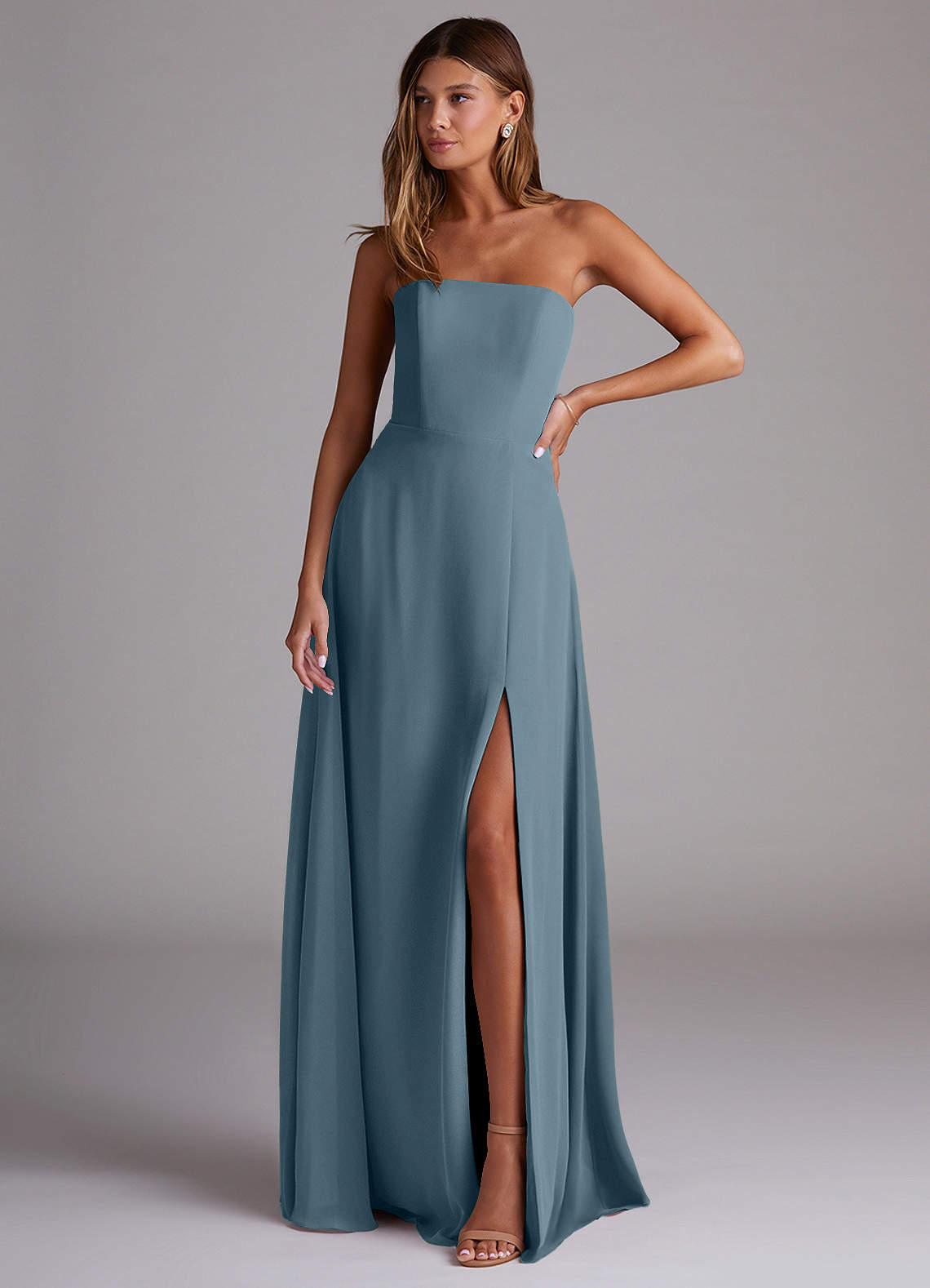 Wren A-Line Straight-Neck Chiffon Bridesmaid Dress in Twilight