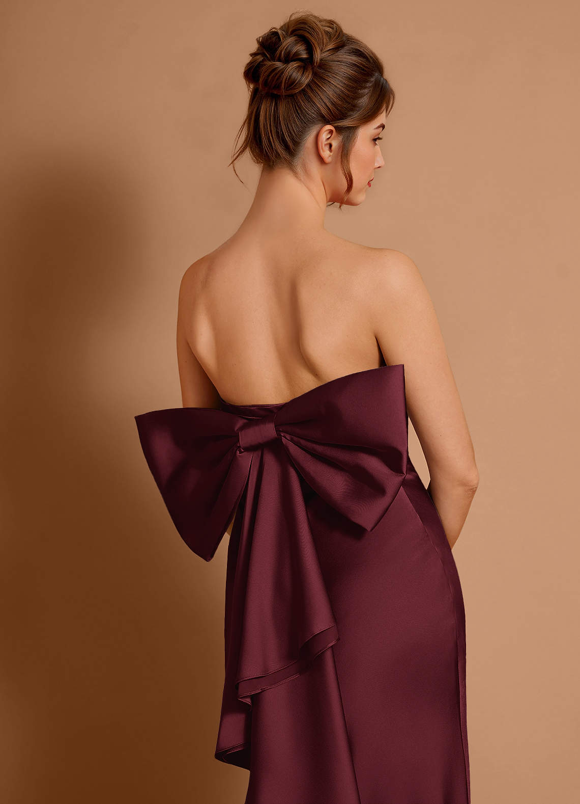 Aveline Mermaid Strapless Stretch Satin Evening Dress in Wine