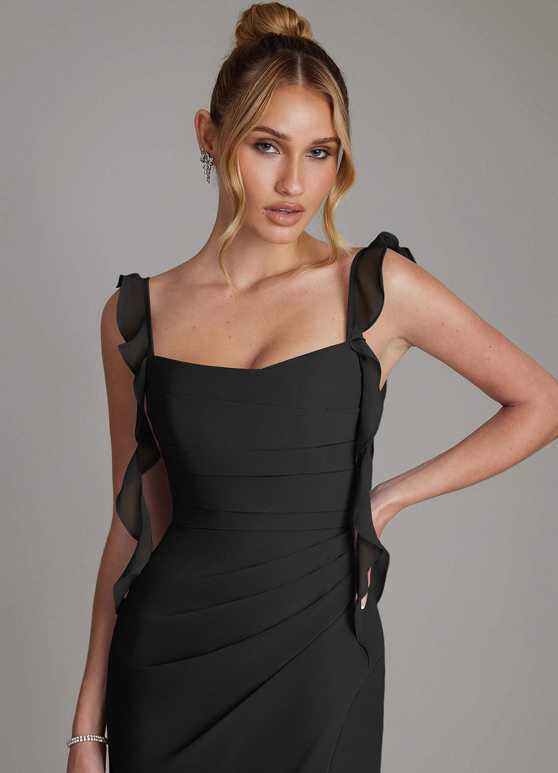Jessamine Mermaid Sweetheart Chiffon Bridesmaid Dress in black