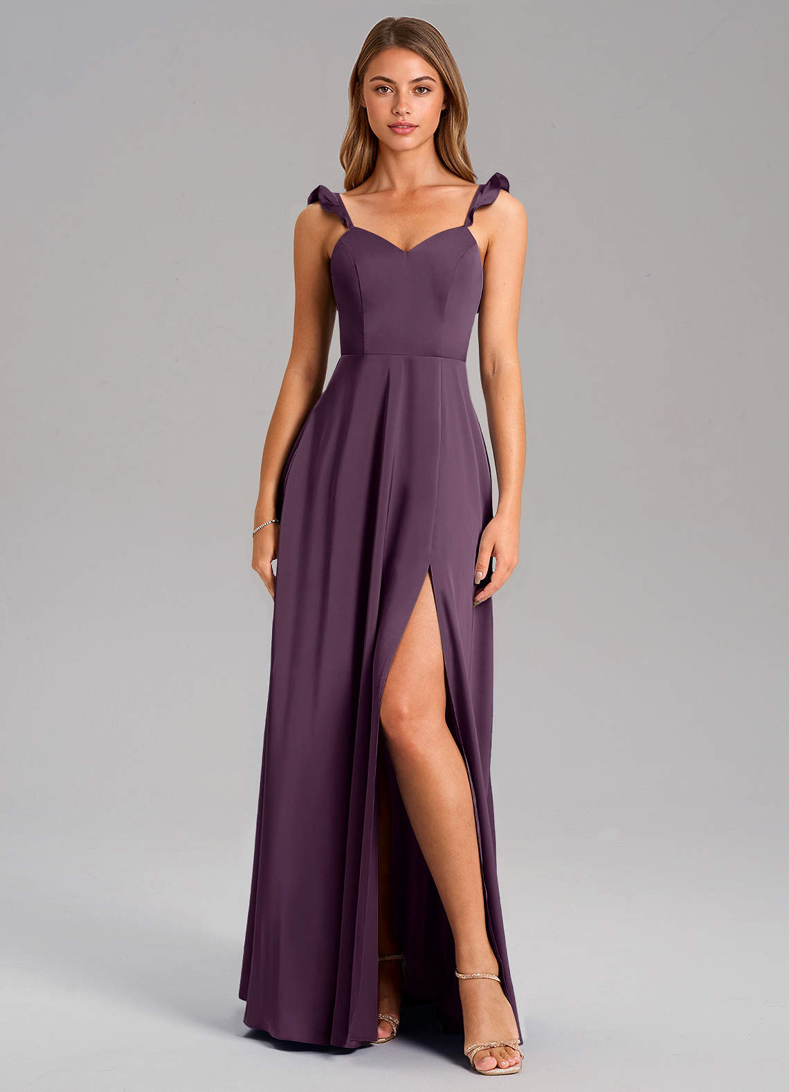 Everett A-Line V-Neck Chiffon Bridesmaid Dress in Plum