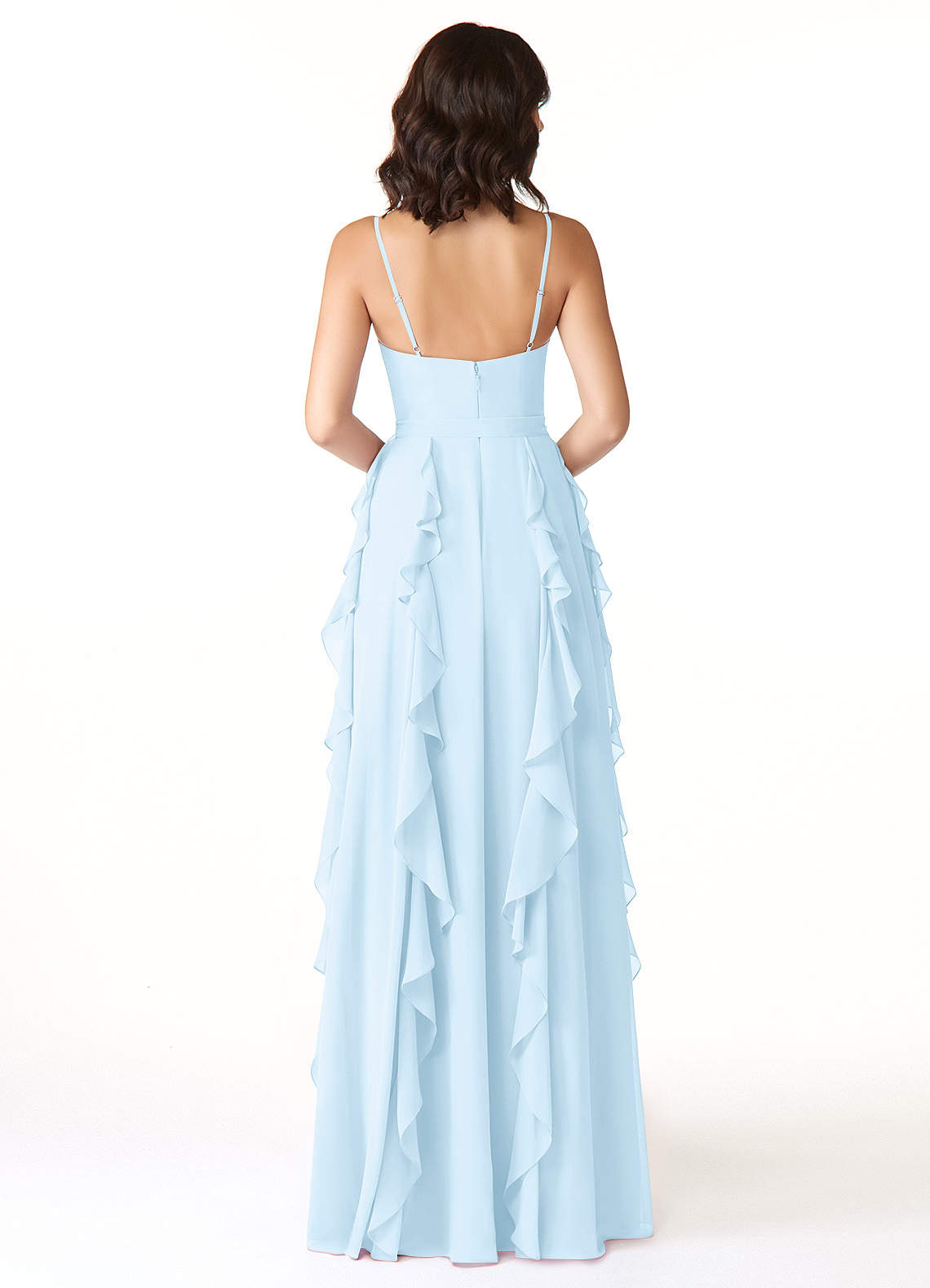 Peyton A-Line V-Neck Chiffon Bridesmaid Dress in Sky Blue
