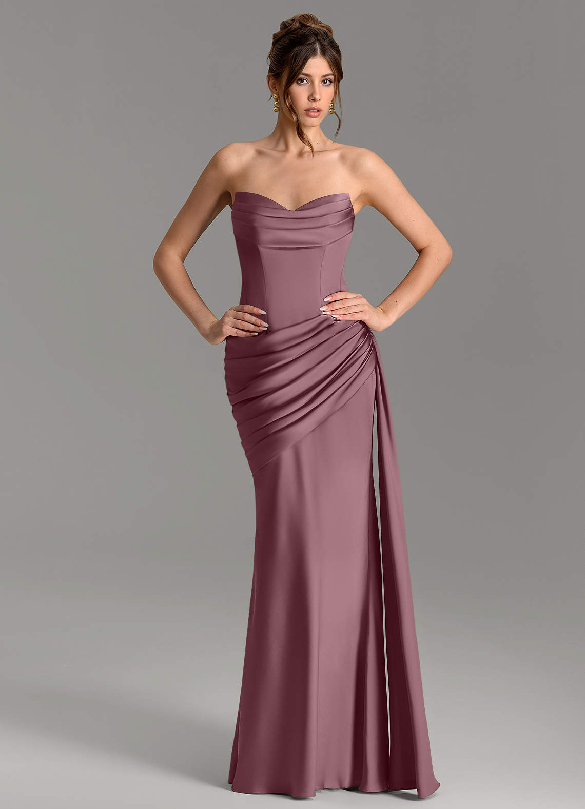 Zorah Mermaid Sweetheart Stretch Satin Bridesmaid Dress in Amethyst