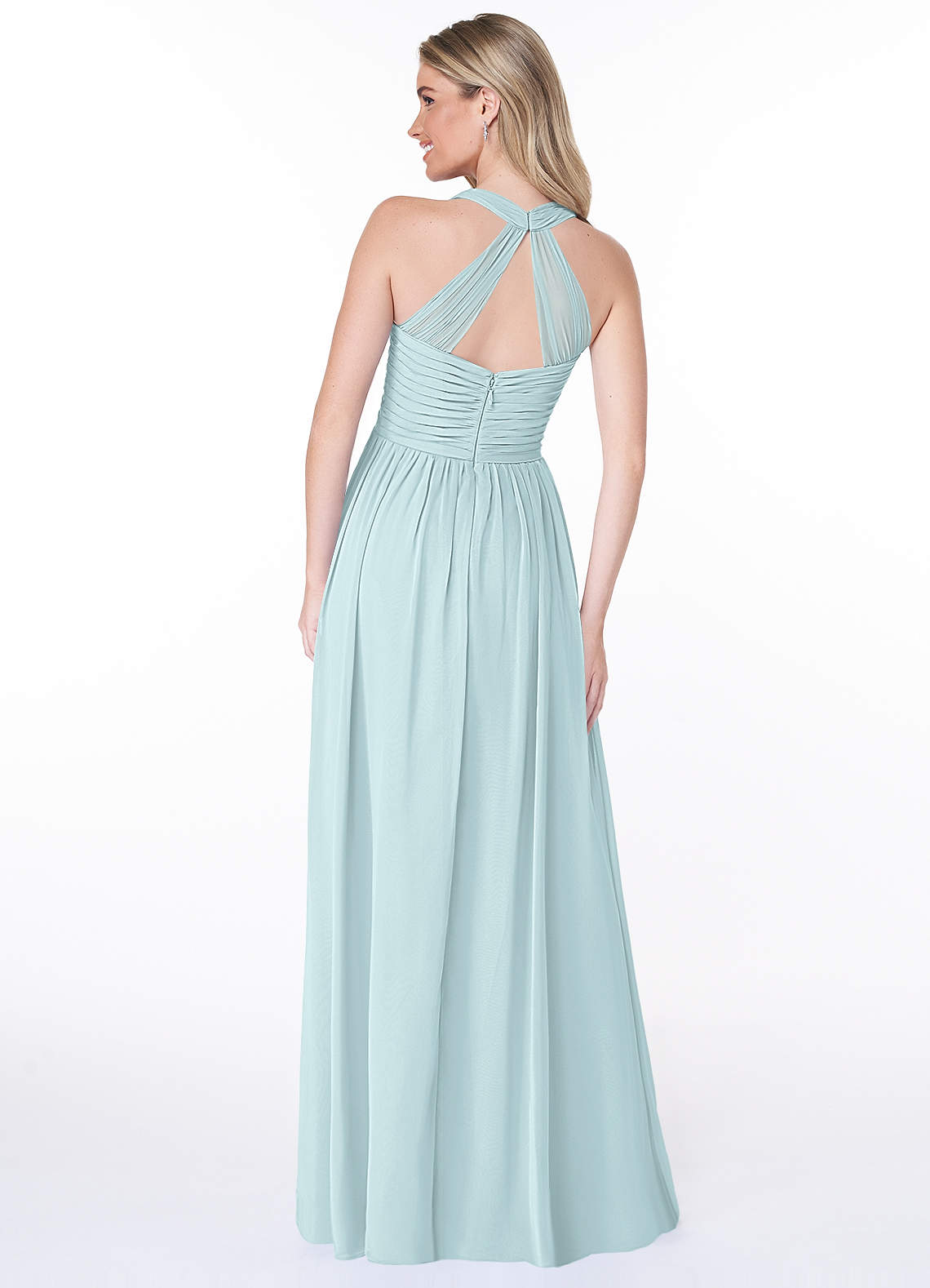Jaclyn A-Line Halter Chiffon Bridesmaid Dress in Mist