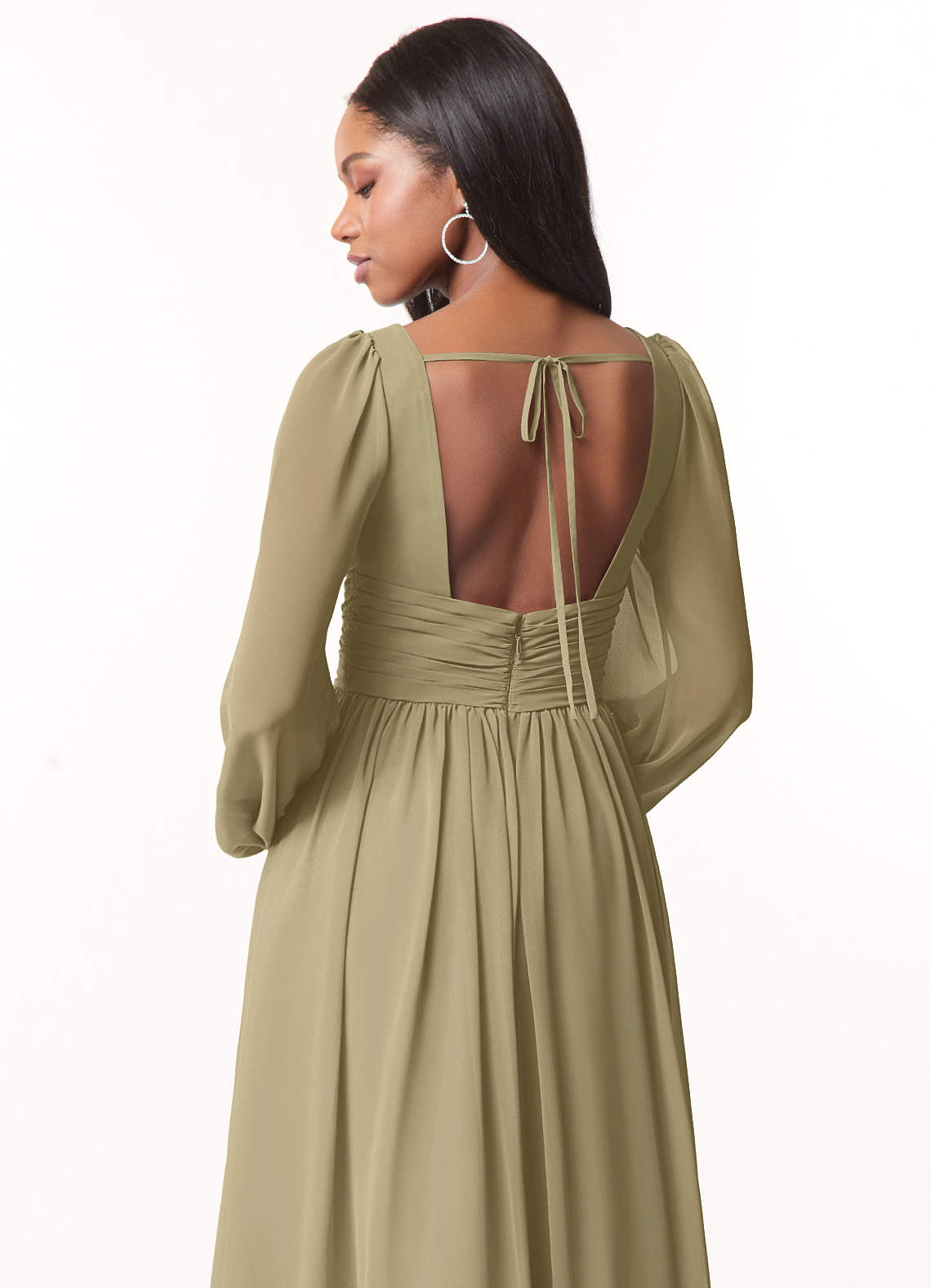 Norah A-Line V-Neck Chiffon Bridesmaid Dress in Moss Green