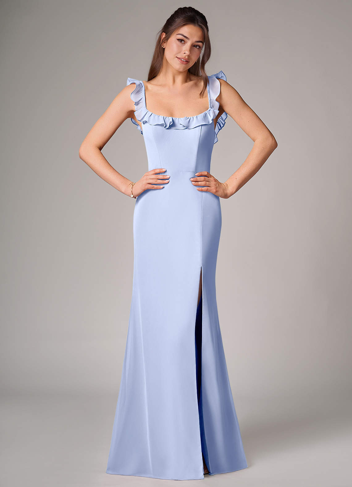 Callie Mermaid Scoop-Neck Chiffon Bridesmaid Dress in Ice