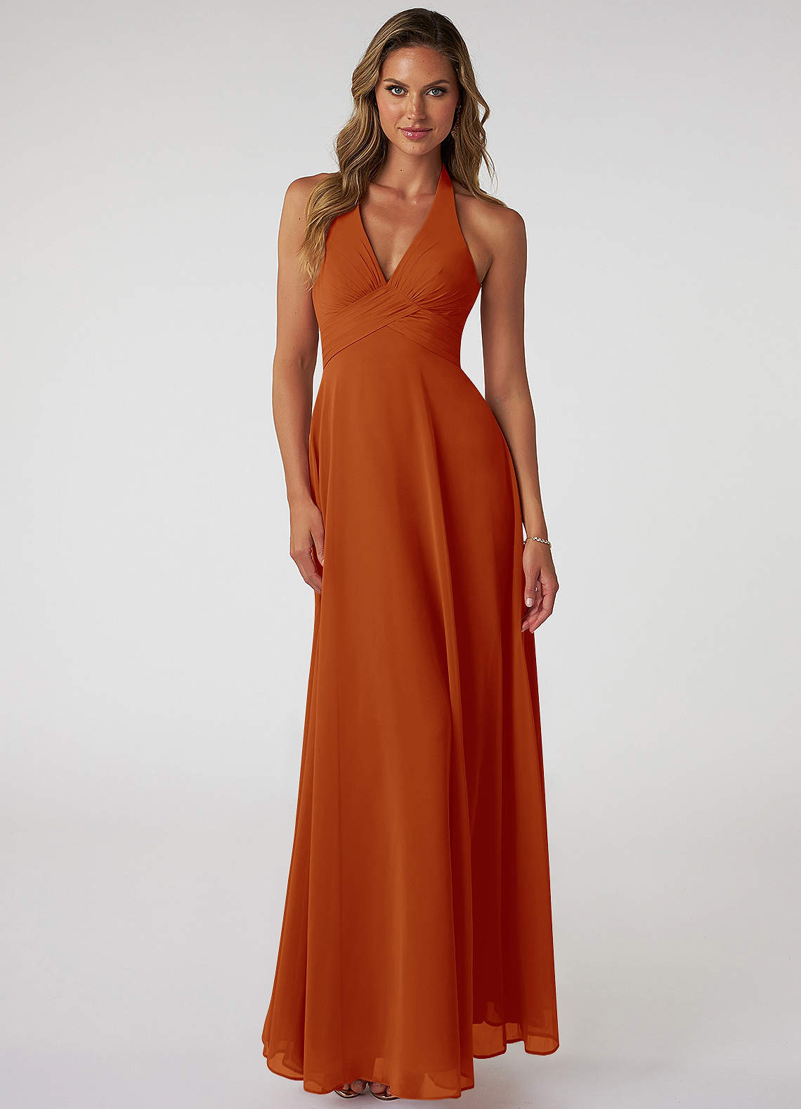 Tessie A-Line V-Neck Chiffon Bridesmaid Dress in Paprika