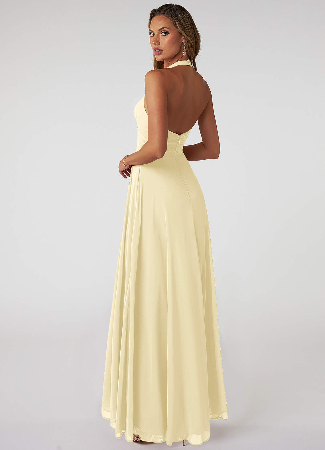 Tessie A-Line V-Neck Chiffon Bridesmaid Dress in Lemon Sorbet