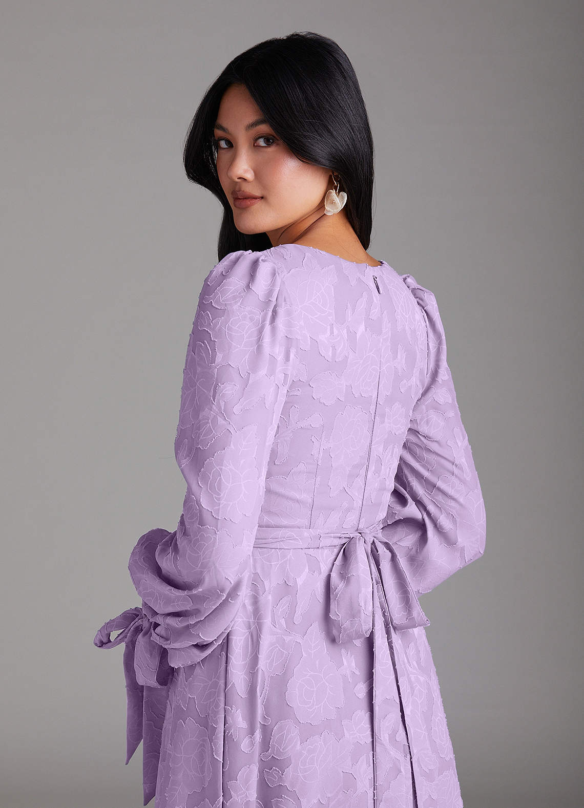 Leonia A-Line Square-Neck Stretch Satin Bridesmaid Dress in Lilac