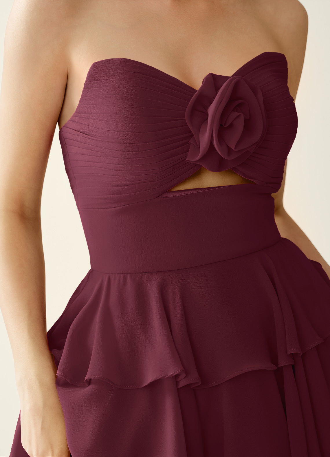 Orosecy A-Line Mini Strapless Chiffon Prom Dress in Wine - photo 6