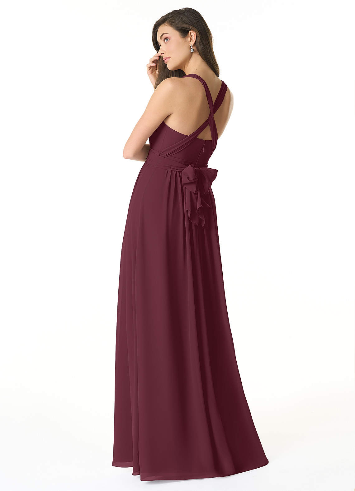 Olani A-Line V-Neck Chiffon Bridesmaid Dress in Cabernet