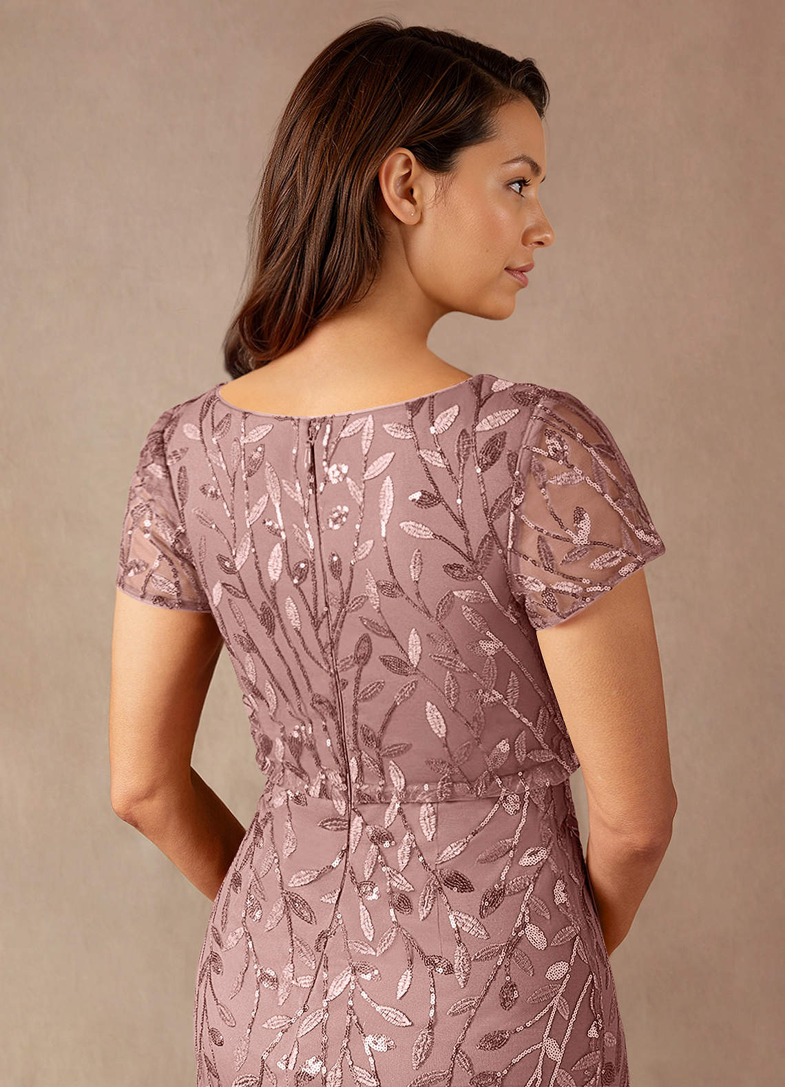 Lehi A-Line Boat-Neck Sequined Tulle Mother of the Bride Dress