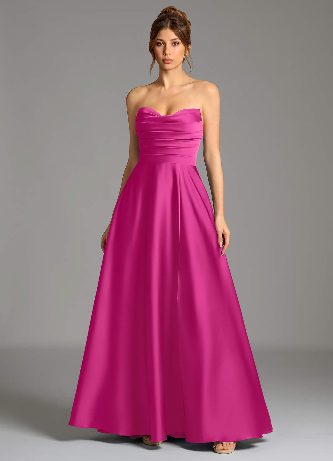 Ayla A-Line Sweetheart Stretch Satin Bridesmaid Dress in Fuchsia