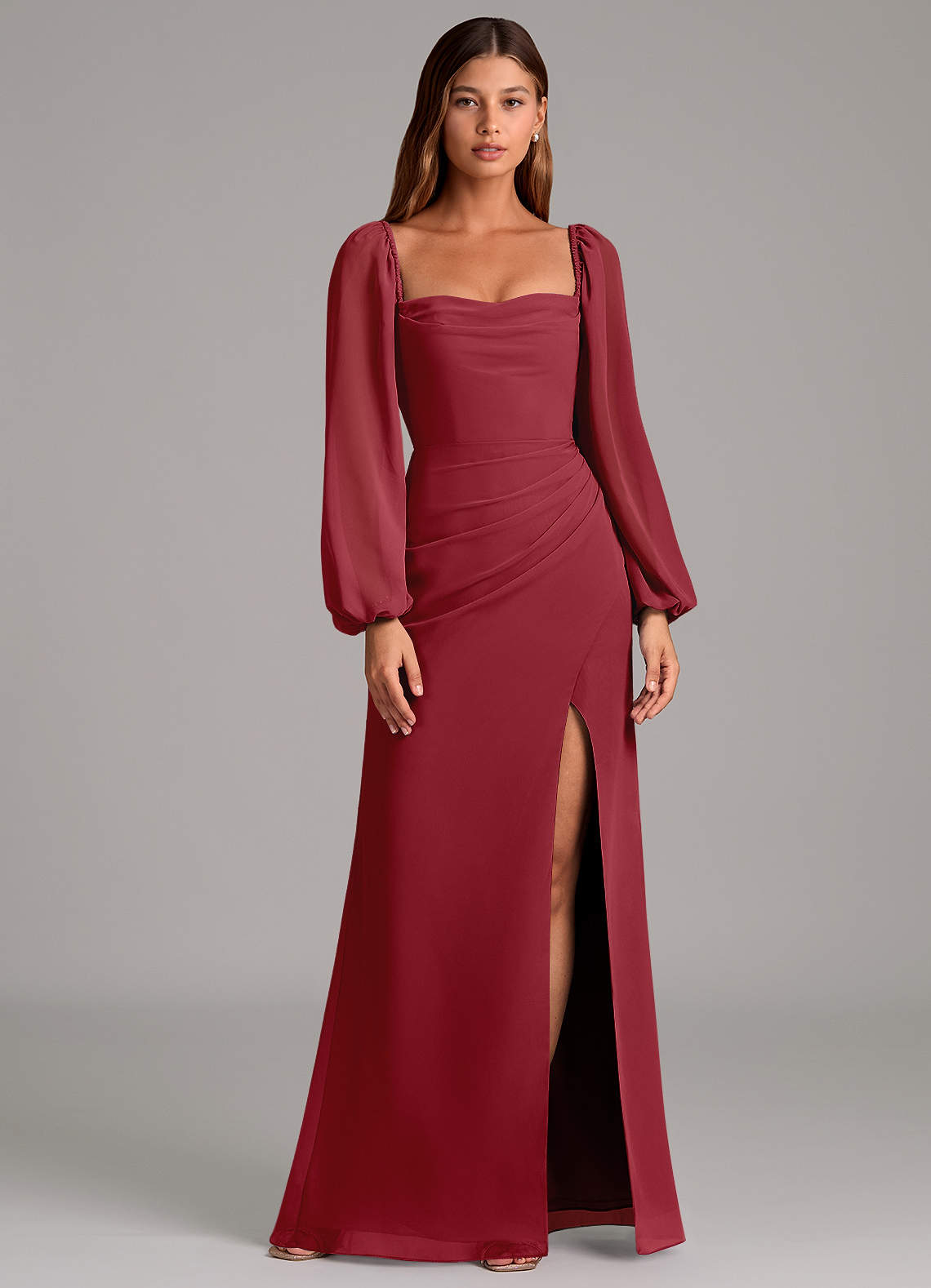Brixley Mermaid Sweetheart Chiffon Bridesmaid Dress in Pomegranate