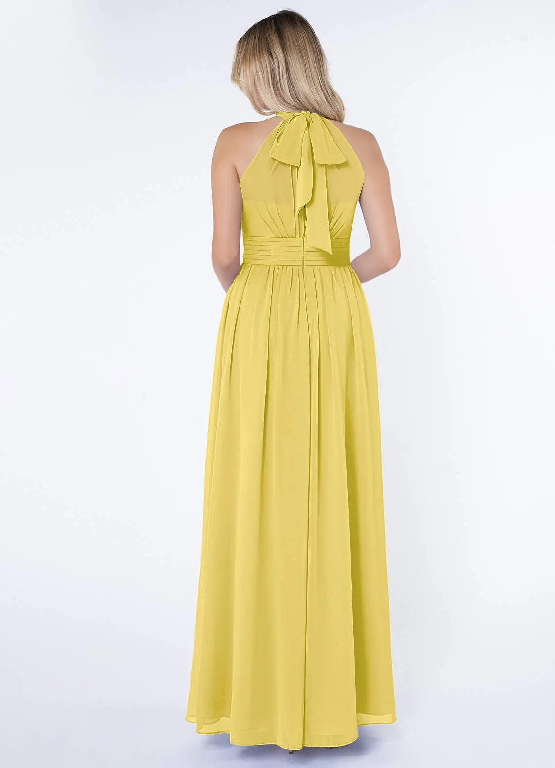 Iman A-Line Halter Chiffon Bridesmaid Dress in Canary