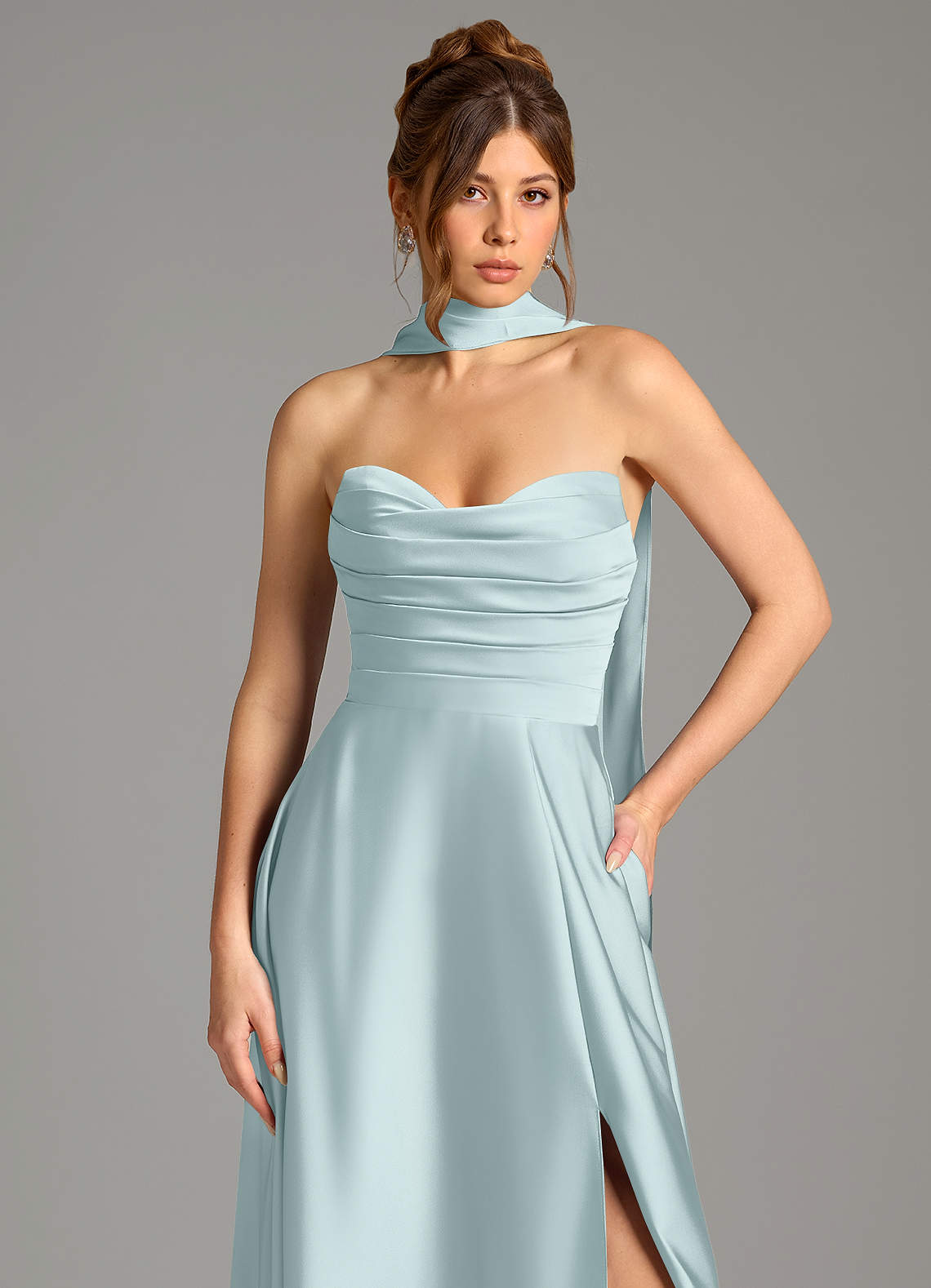 Ayla A-Line Sweetheart Stretch Satin Bridesmaid Dress in Mist