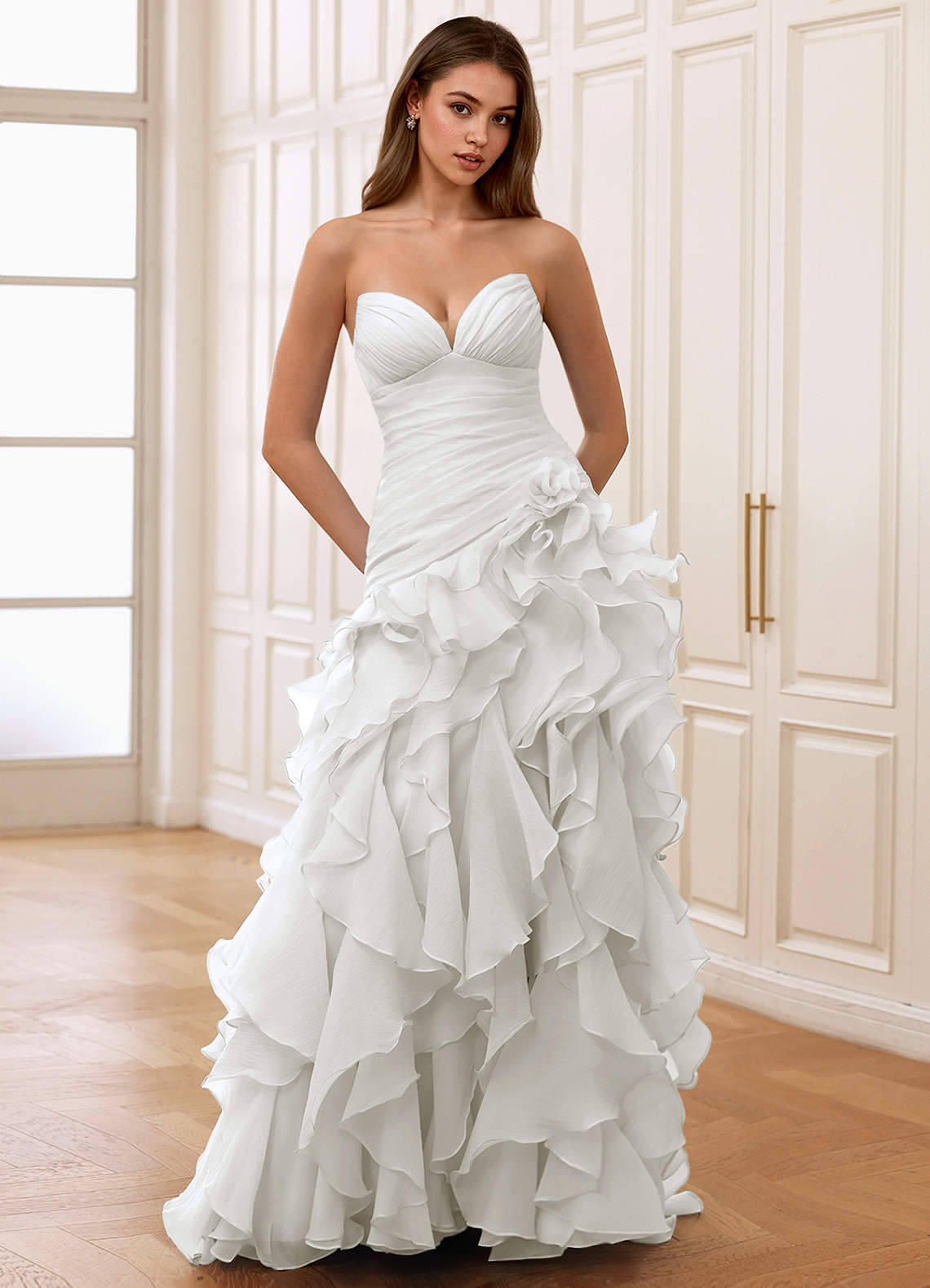 Christabelle Mermaid Sweetheart Chiffon Evening Dress in White