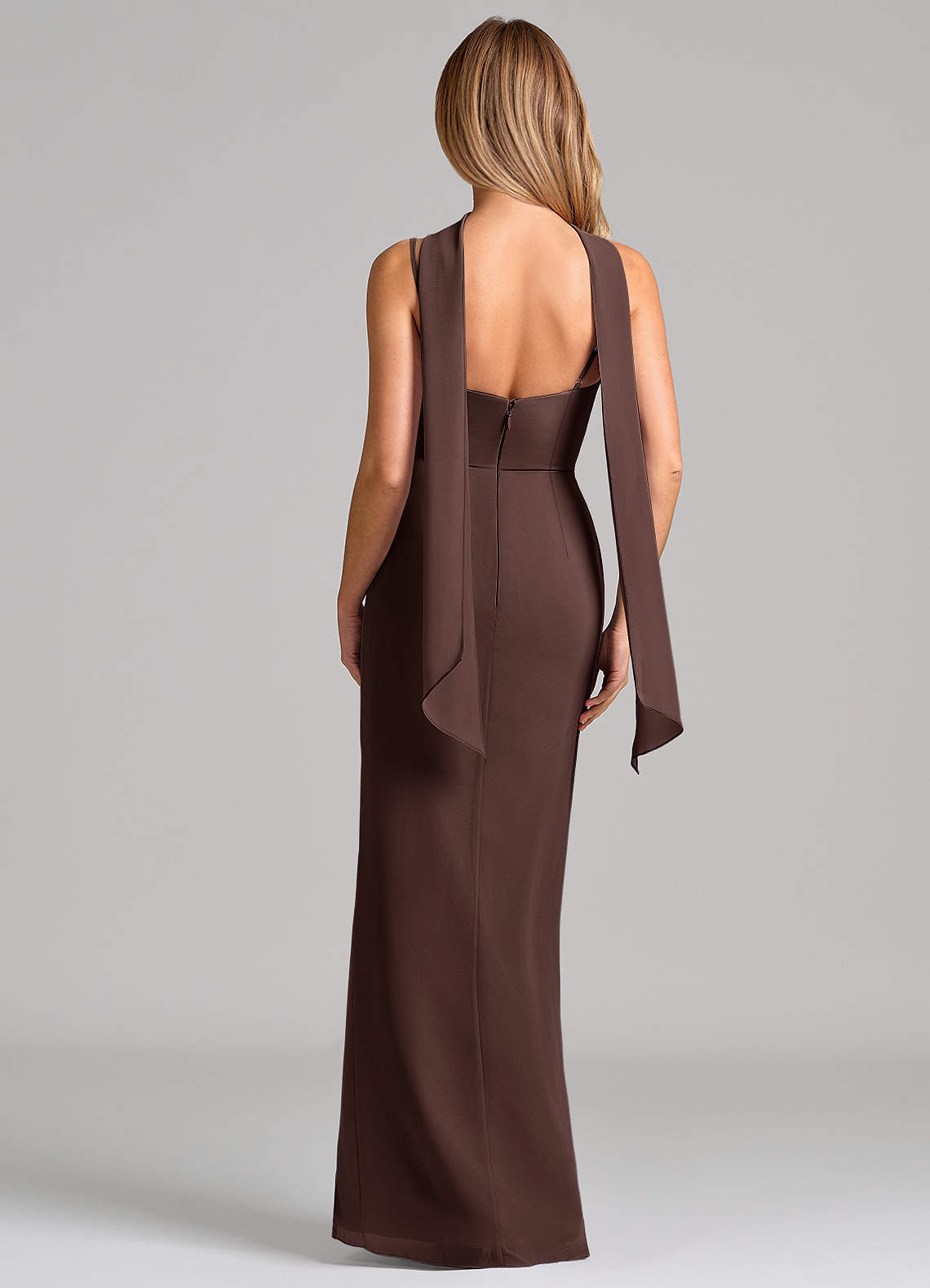 Calandra Sheath Scoop-Neck Chiffon Bridesmaid Dress in Ganache