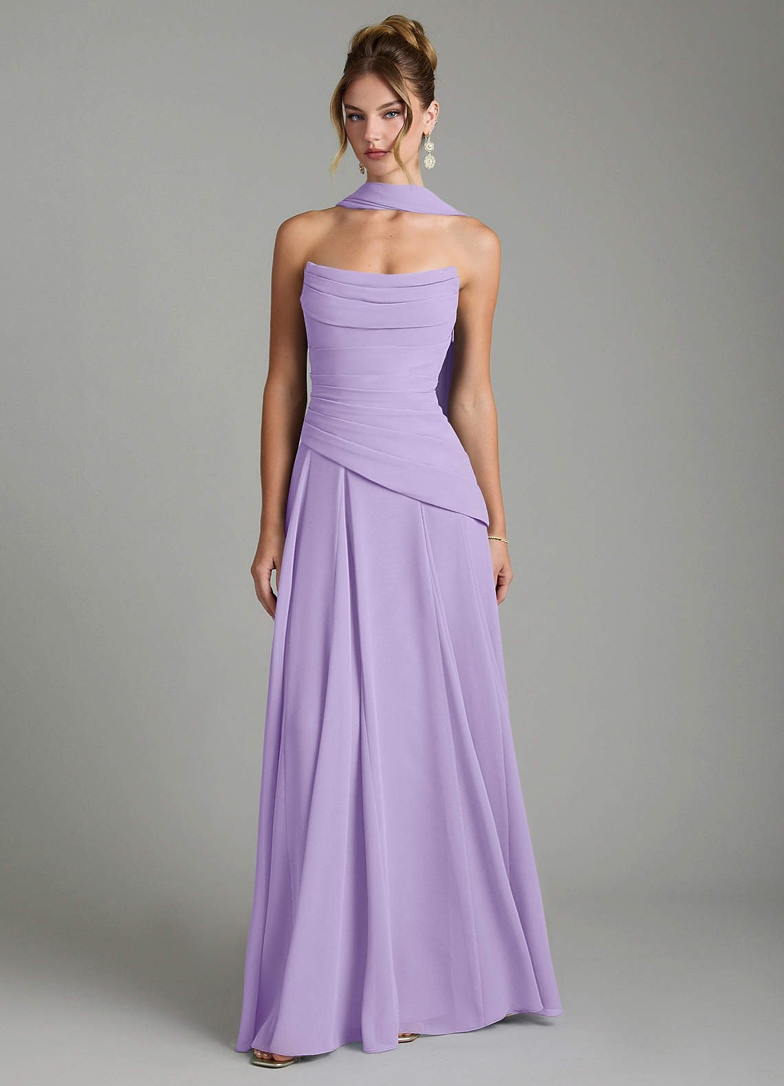 Gabriela A-Line Cowl-Neck Chiffon Bridesmaid Dress in Lilac