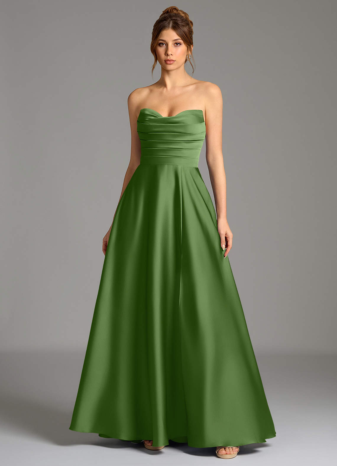 Ayla A-Line Sweetheart Stretch Satin Bridesmaid Dress in Basil