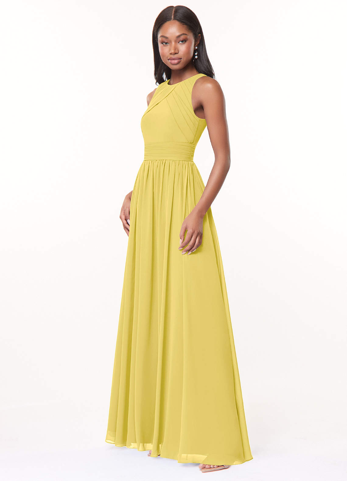 Harper A-Line Scoop-Neck Chiffon Bridesmaid Dress in Canary