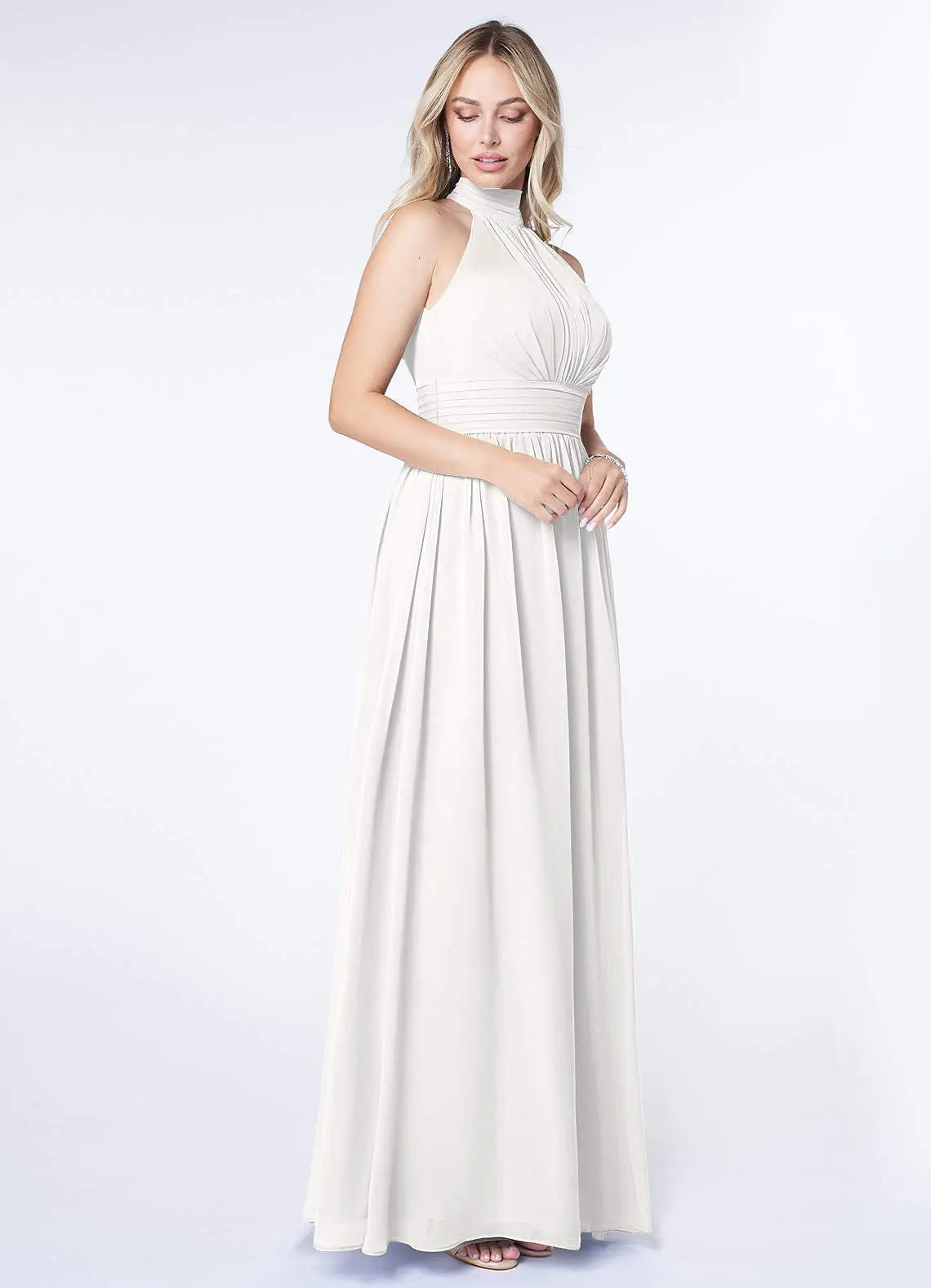 Iman A-Line Halter Chiffon Bridesmaid Dress in white