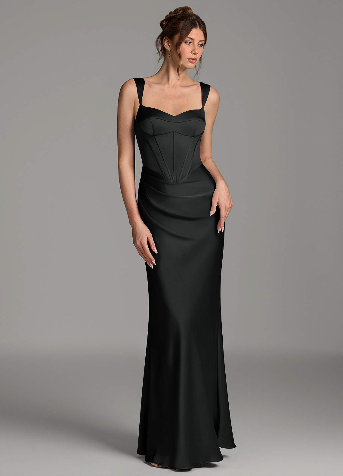 Mela Sheath Sweetheart Stretch Satin Bridesmaid Dress in black