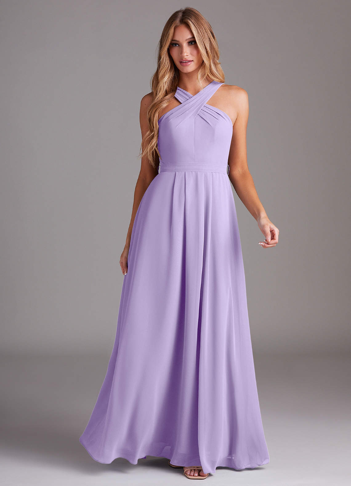 Dixie A-Line Halter Chiffon Bridesmaid Dress in Lilac