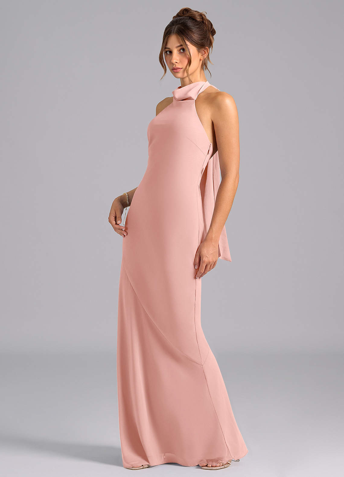 Velli Mermaid Halter Chiffon Bridesmaid Dress in Rosette