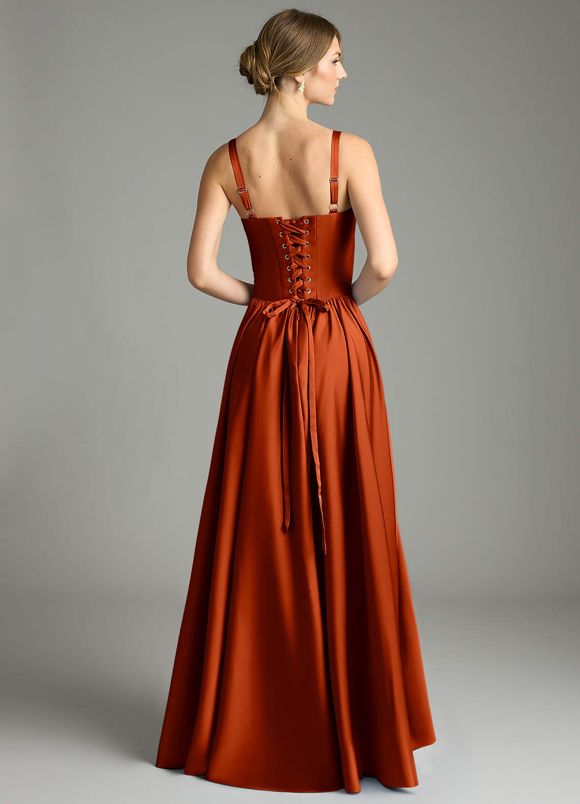Evadina A-Line Sweetheart Stretch Satin Bridesmaid Dress in Paprika