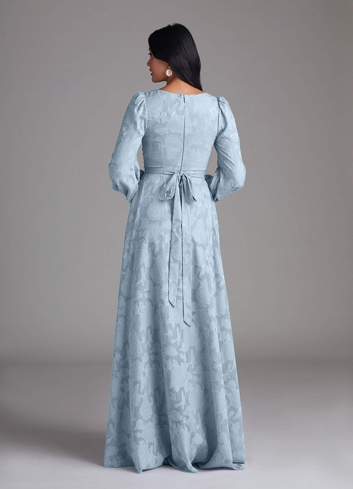 Leonia A-Line Square-Neck Stretch Satin Bridesmaid Dress in Sky Blue